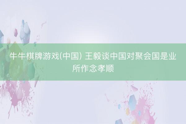 牛牛棋牌游戏(中国) 王毅谈中国对聚会国是业所作念孝顺
