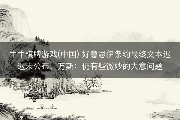 牛牛棋牌游戏(中国) 好意思伊条约最终文本迟迟未公布，万斯：仍有些微妙的大意问题